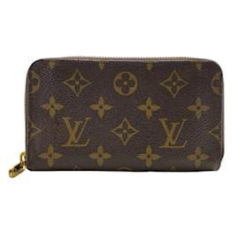 Louis Vuitton-Portefeuille long en cuir marron Louis Vuitton-Marron