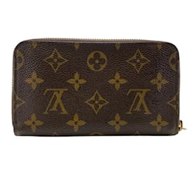 Louis Vuitton-Portefeuille long en cuir marron Louis Vuitton-Marron