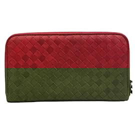 Bottega Veneta-Bottega Veneta Red Leather Long Wallet-Red
