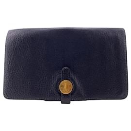 Hermès-Hermes Dogon MM Coin Purse in Black Leather-Black