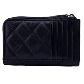 Chanel-Portefeuille en cuir matelassé en forme de L de Chanel-Noir