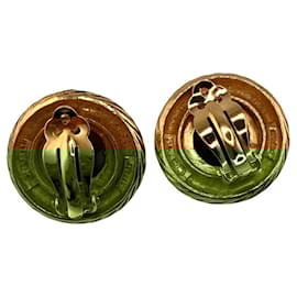 Chanel-Chanel Gripoa Clip Earrings-Brown,Golden