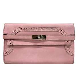 Hermès-Hermes Pink Swift Leather Long Wallet-Pink