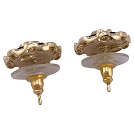 Chanel-Chanel A18K Coco Mark Pierced Earrings-Black,Silvery
