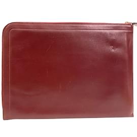 Hermès-Hermes Zip Computer Second Bag Pouch-Dark red