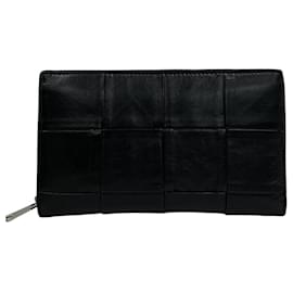 Bottega Veneta-Portefeuille long en cuir noir Bottega Veneta-Noir