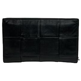 Bottega Veneta-Bottega Veneta Black Leather Long Wallet-Black