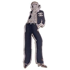 Chanel-Broche Mademoiselle Coco Chanel 03P-Noir,Argenté