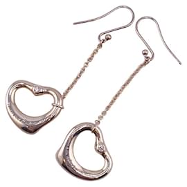 Tiffany & Co-Tiffany & Co. Open Heart Silver 925 Drop Earrings-Silvery