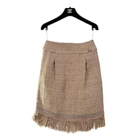 Chanel-4K$ Paris / Cosmopolite Beige Tweed Skirt-Beige