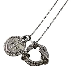 Hermès-Collier en corde Hermes-Argenté