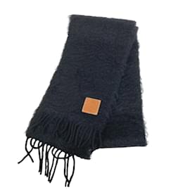 Loewe-Loewe Anagram Stole in Black Mohair and Wool-Black