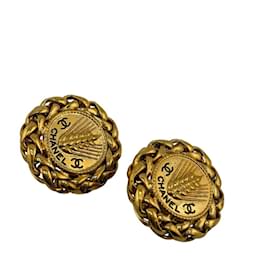 Chanel-Boucles d'oreilles clip Ear of Rice Motif 93A de Chanel-Doré