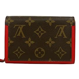 Louis Vuitton-Portefeuille bi-fold Monogram Louis Vuitton-Marron,Rouge