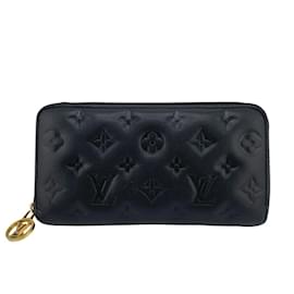 Louis Vuitton-Portefeuille long en cuir noir Louis Vuitton-Noir