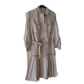 Vestido de algodón beige Yves Saint Laurent Beige