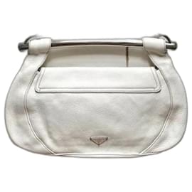 Prada-Prada Metal Bar Handle Bag-White,Beige