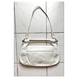 Prada-Prada Metal Bar Handle Bag-White,Beige