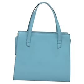 Céline-CELINE Hand Bag Leather 2way Light Blue Gold Auth 117415-Golden,Light blue