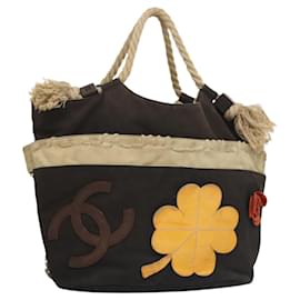 Chanel-CHANEL Sac Cabas Camélia Toile Noir CC Auth 116525-Noir