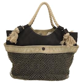 Chanel-CHANEL Sac Cabas Camélia Toile Noir CC Auth 116525-Noir