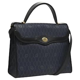 Christian Dior-Christian Dior Honeycomb Canvas Hand Bag PVC Leather 2way Gold Navy Auth BA1515-Golden,Navy blue