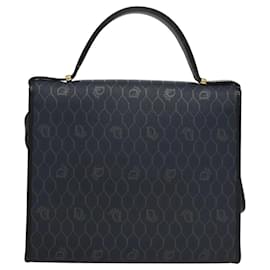 Christian Dior-Christian Dior Honeycomb Canvas Hand Bag PVC Leather 2way Gold Navy Auth BA1515-Golden,Navy blue