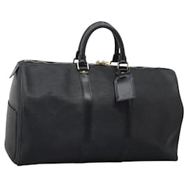 Louis Vuitton-LOUIS VUITTON Epi Keepall 45 Boston Bag Black M42972 LV Auth BD064-Black