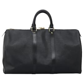 Louis Vuitton-LOUIS VUITTON Epi Keepall 45 Boston Bag Black M42972 LV Auth BD064-Black