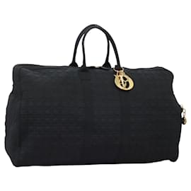 Christian Dior-Christian Dior Canage Boston Bag Nylon Black Gold Auth KD393-Black,Golden