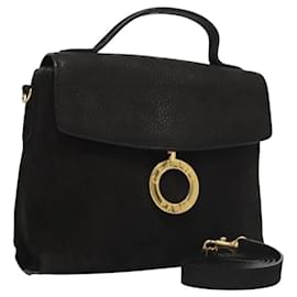 Céline-CELINE Hand Bag Leather 2way Black Auth 117710-Black