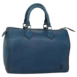 Louis Vuitton-LOUIS VUITTON Epi Speedy 25 Sac à main Bleu Toledo M43015 LV Auth 118060-Bleu