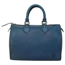 Louis Vuitton-LOUIS VUITTON Epi Speedy 25 Hand Bag Toledo Blue M43015 LV Auth 118060-Blue