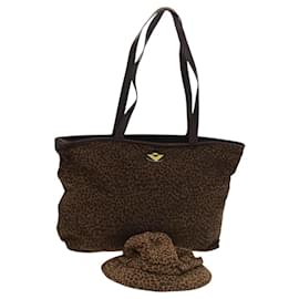 Autre Marque-BOTTEGA VENETA Leopard Hat Tote Bag Nylon 2Set Brown Auth bs24406-Brown