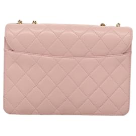 Chanel-CHANEL Matelassé 25 Sac à Bandoulière Simple en Cuir Caviar Rose CC Auth BA1256AM-Rose