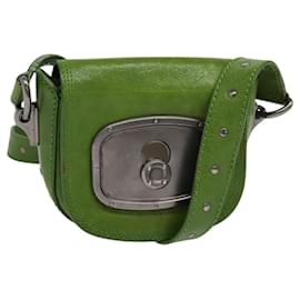 Céline-CELINE Shoulder Bag Leather Green Auth 118130-Green