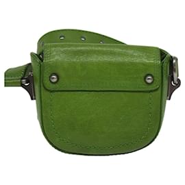 Céline-CELINE Shoulder Bag Leather Green Auth 118130-Green