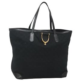 Borsa tote in tela GG Gucci nera e oro 305585 Auth bs24442 Nero D'oro