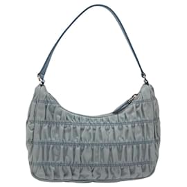Prada-PRADA Accessory Pouch Nylon Light Blue Silver Auth MY485-Silvery,Light blue