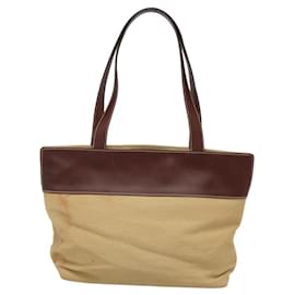 Chanel-CHANEL COCO Sac Tote en Cuir Toile Beige CC Auth 117522-Beige
