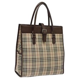 BURBERRY Nova Check Handtasche aus Canvas Beige Auth 117364 Beige