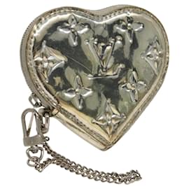 Louis Vuitton-LOUIS VUITTON Monogram Miroir Porte Monnaie Coeur Argent M93566 LV Auth 117919-Argenté