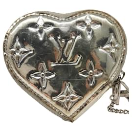 Louis Vuitton-LOUIS VUITTON Monogram Miroir Porte Monnaie Coeur Argent M93566 LV Auth 117919-Argenté