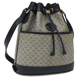 Gucci Borsa a spalla Micro GG Supreme in PVC Navy Gold Auth MX035 D'oro Blu navy