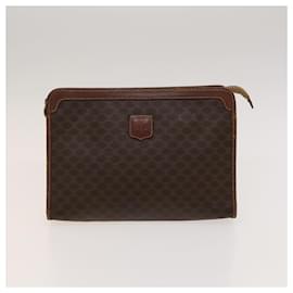 Céline-CELINE Macadam Canvas Clutch Bag PVC Leather 3Set Brown Auth bs24407-Brown