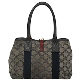 Céline-CELINE Macadam Canvas Tote Bag Gray Navy Auth 117746-Brown,Navy blue