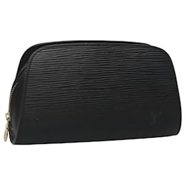Louis Vuitton-LOUIS VUITTON Epi Dauphine PM Pouch Noir M48442 LV Auth BA1370-Noir