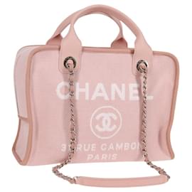 Chanel-CHANEL 31 RUE CAMBON Hand Bag Canvas Leather 2way Pink CC Auth BA1119SM-Pink