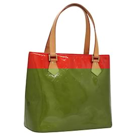 Louis Vuitton-LOUIS VUITTON Monogram Vernis Houston Sac à Main Rouge M91092 LV Auth BA1457-Rouge