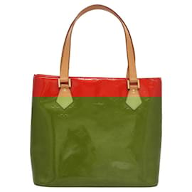 Louis Vuitton-LOUIS VUITTON Monogram Vernis Houston Sac à Main Rouge M91092 LV Auth BA1457-Rouge